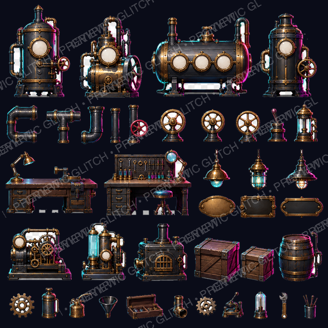 Clockwork Workshop Props Vol. 1 — 2D game assets