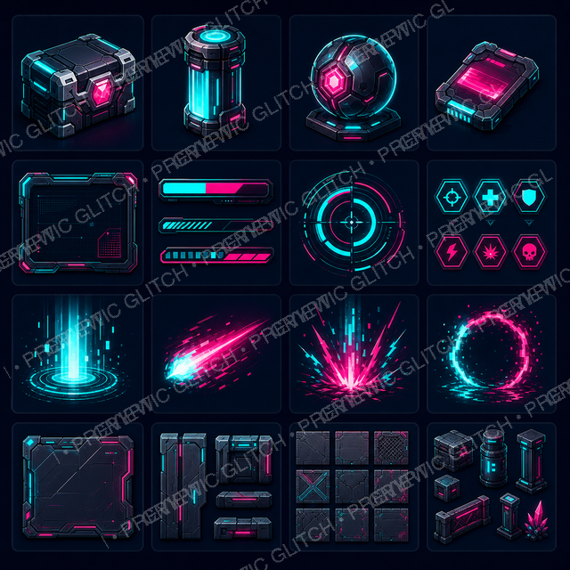 Cryptic Glitch Game-Ready Starter Bundle — preview image for bundled digital game assets