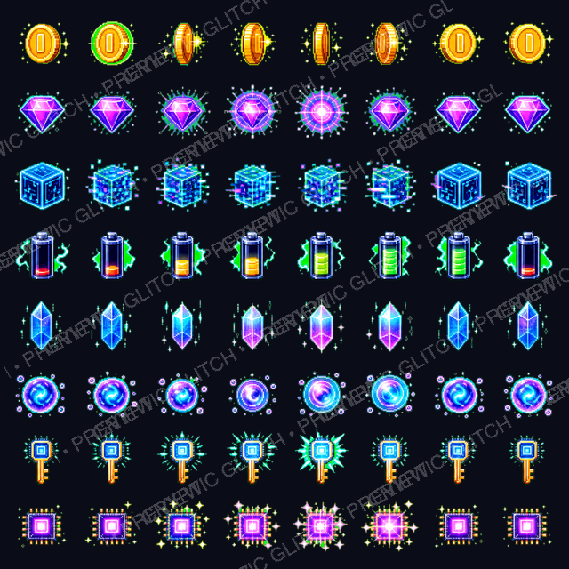 Neon Pickup FX & Impact Sheets — pixel pickup and impact frame sheets