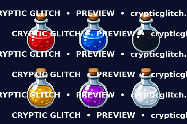 Pixel Potion Pack — 16-bit RPG potion sprite sheet, 2D game assets