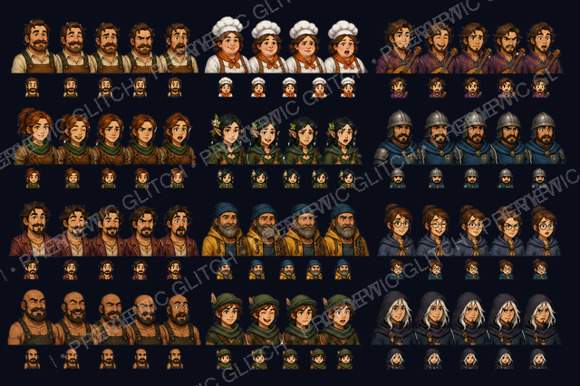 Tiny Tavern NPC Portraits & Dialogue Emotes — cozy fantasy NPC busts and emotion icons